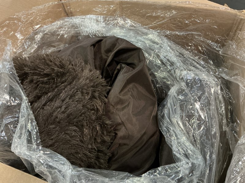 Condition photo showing Good Condition for best friends by sheri the original calming donut dog bed for medium dogs up to 45 lbs, shag faux fur, dark brown, 30" x 30" dark chocolate shag medium