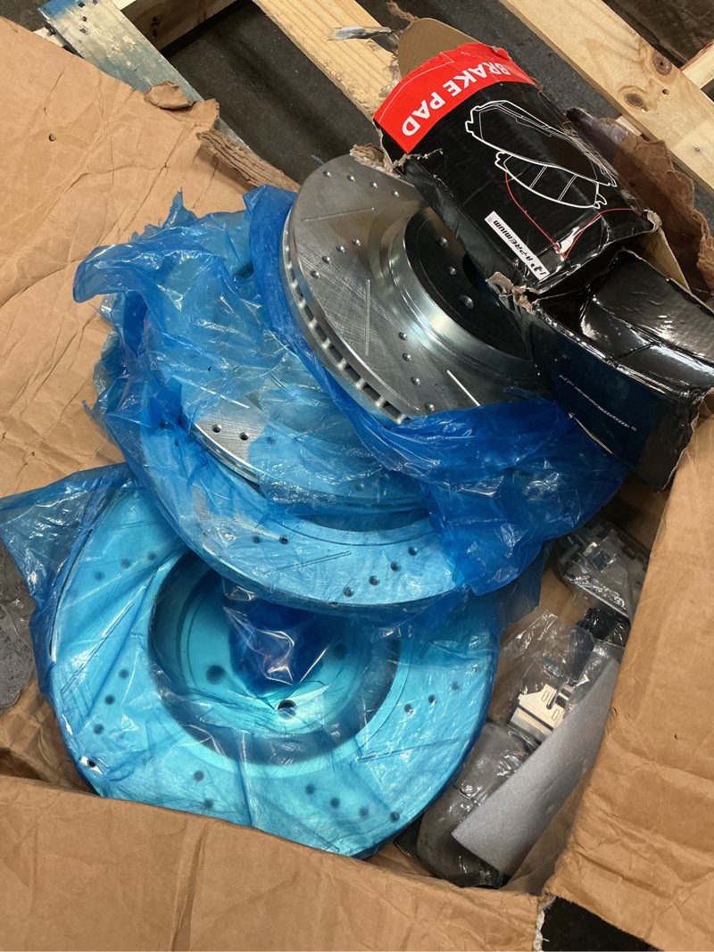 Condition photo showing As Is for a-premium rear drilled and slotted disc brake rotors + ceramic pads kit compatible with nissan & infiniti models - m35/m45, q40, maxima, ex35, ex37, g25, g35, g37, qx50, 350z, 370z