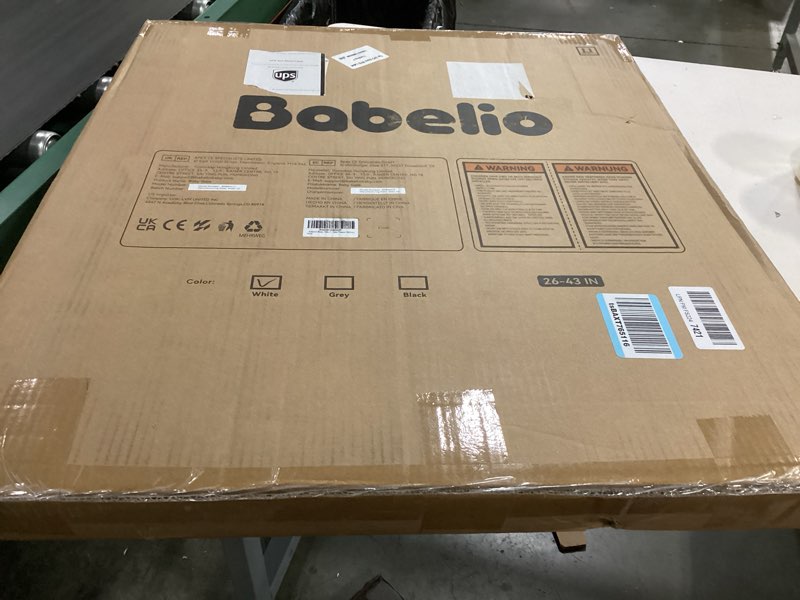 Condition photo showing New/Like New for babelio baby gate for stairs, kitchen & doorways, 26-43" w 28" h no bottom bar| easy installation| one-handed operation| auto-close| hardware mount (drill needed) safety dog/pet gate indoor (white)