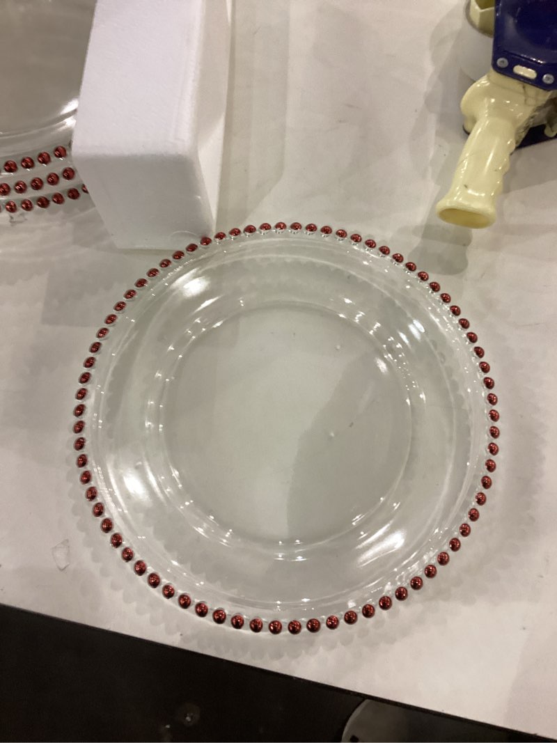 Glass plates with beaded rim (8)