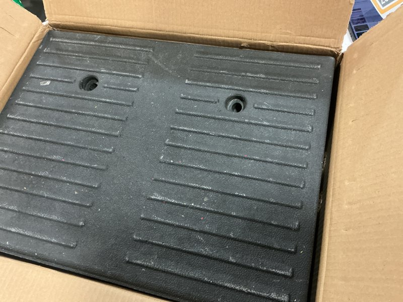 Condition photo showing As Is for curb ramps for driveway threshold wheelchair doorway sidewalks shed heavy duty, 2 pack 3.9 inch rise, ramps for wheelchairs for home steps, motorcycles, lawn mowers, 7000lbs powersport load ing 3.9‘’height 2