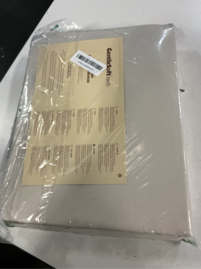Condition photo showing New/Like New for bedsure queen sheet set, rayon derived from bamboo, cooling sheets, breathable & soft, deep pocket up to 16", hotel luxury silky bedding for hot sleepers, light beige 12 - light beige queen