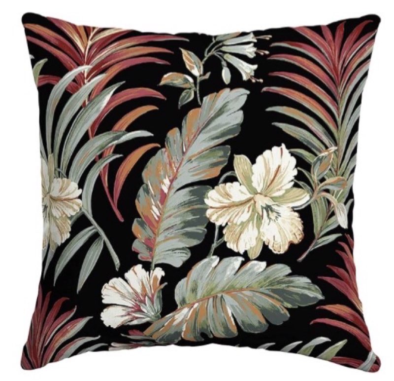 (Incomplete)Arden Outdoor Toss Pillow, 16 x 16, Rain-Proof, Fade Resistant Simone Black Tropical