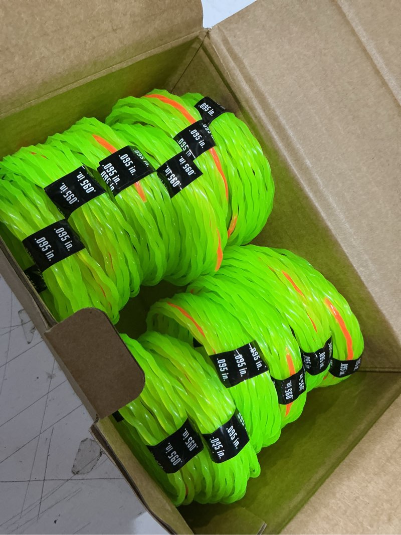 Condition photo showing New/Like New for weed eater string, 12 pcs weed wacker string line 14 ft - .095 trimmer line for medium& heavy grass&weeds (green+ orange)