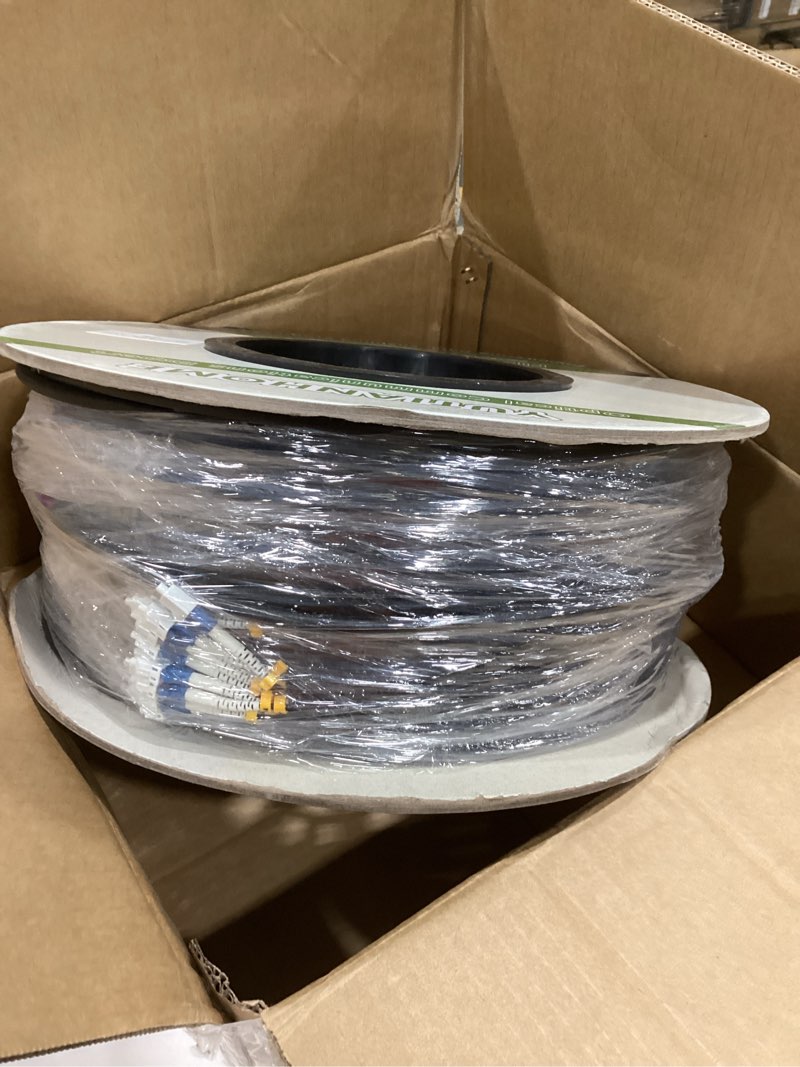 Condition photo showing New/Like New for 200 meters 12 core industrial tpu lc to lc outdoor armored fiber optic cable, 12 strands os2 single mode fiber patch cable with lc connectors, 9/125um, od-6mm, direct burial lc-lc 656ft (200m) 12 core