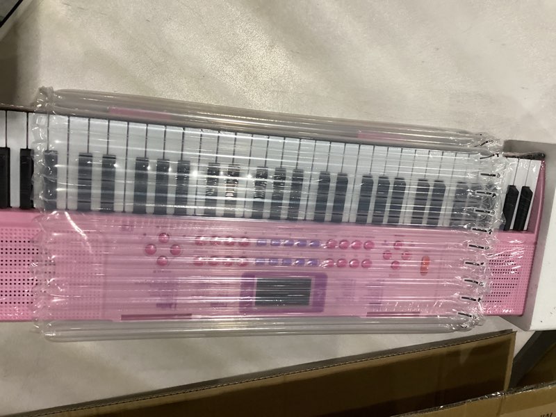 Condition photo showing As Is for Kids Keyboard Piano, 61 Light-up Key Electric Piano Musical Learning Toy for Beginners with Microphone, Music Stand, Notekey Sticker, Birthday Xmas Gift for 3-10 Years Old, Pink