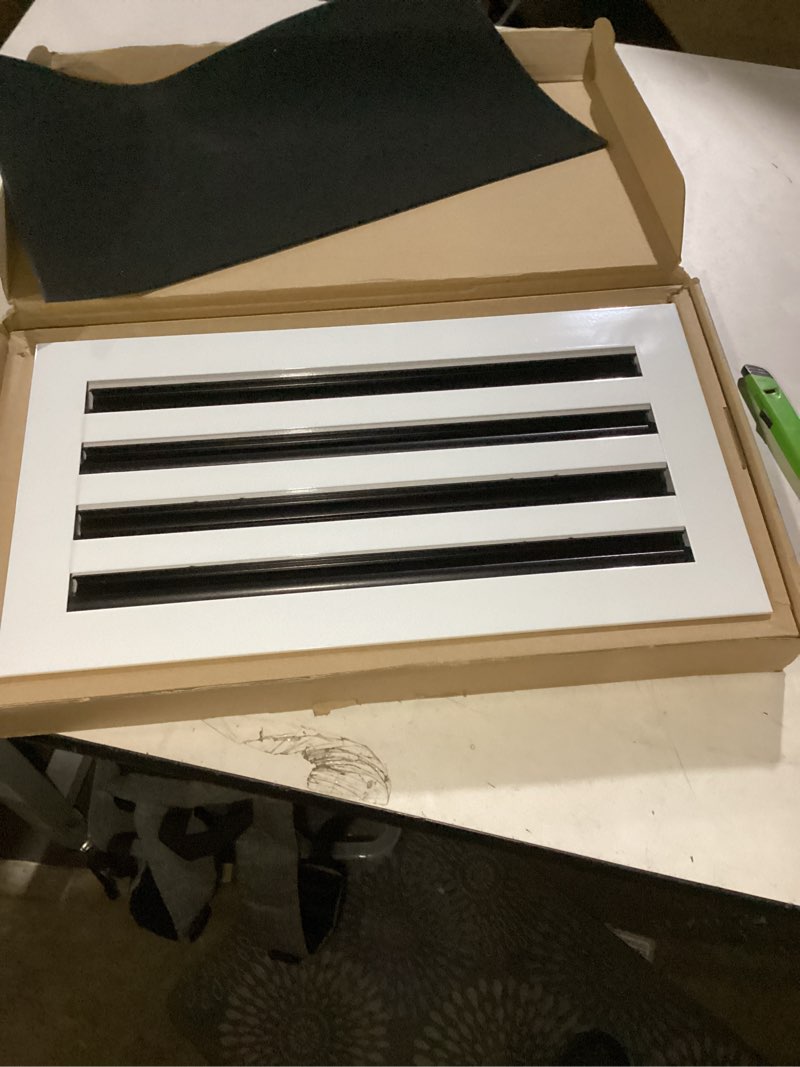 Condition photo showing Good Condition for FA-STAR Clean Modern AC Vent Cover 16 x 8 (Duct Opening Cutout) - Decorative White Air Vent - Standard Linear Slot Diffuser - Register Grille for Ceiling, Walls & Floors - All Aluminium 16x8 (White)