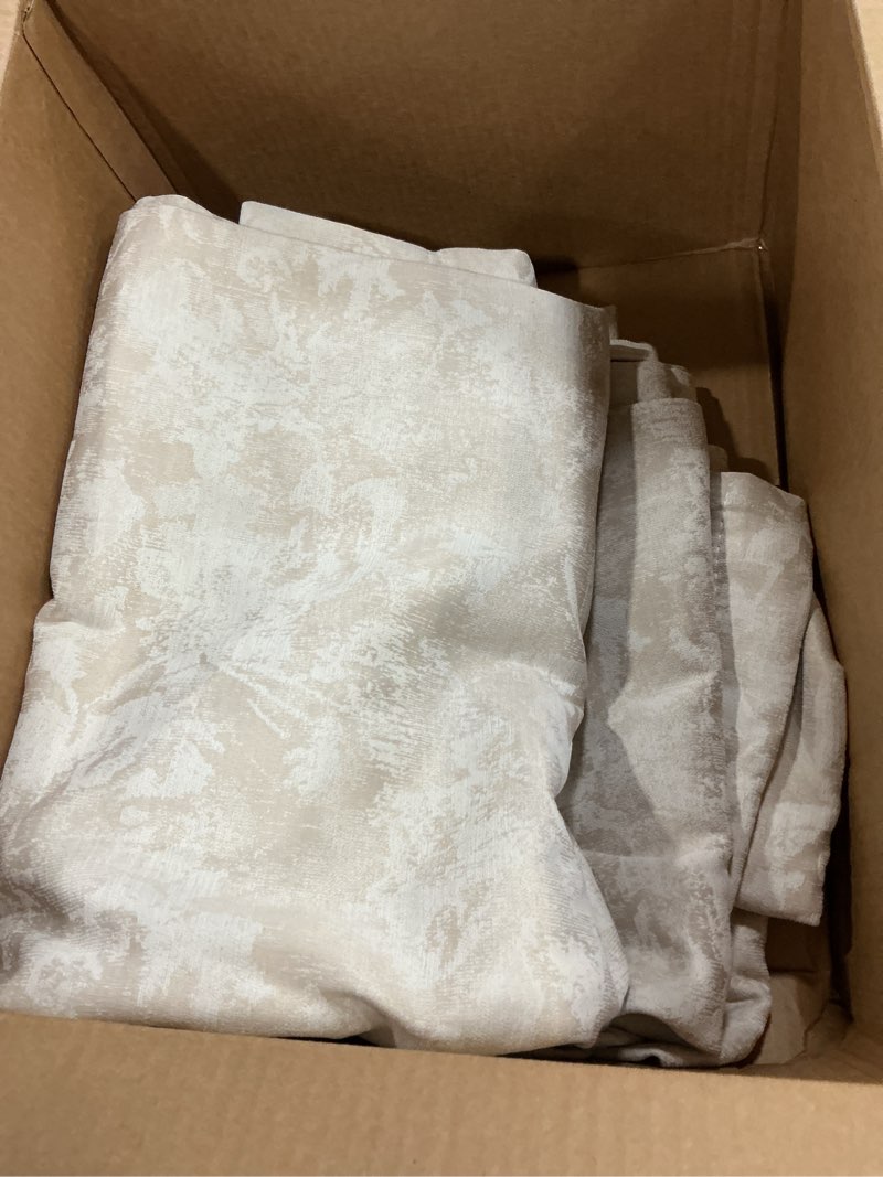 Condition photo showing Good Condition for beauoop beige floral jacquard blackout curtains 96 inches long 2 panels for bedroom living room taupe flower chenille room darkening thermal insulated soundproof grommet window treatments drapes 52x96 grommet | beige 52"w x 96"l (pack of 2) grommet