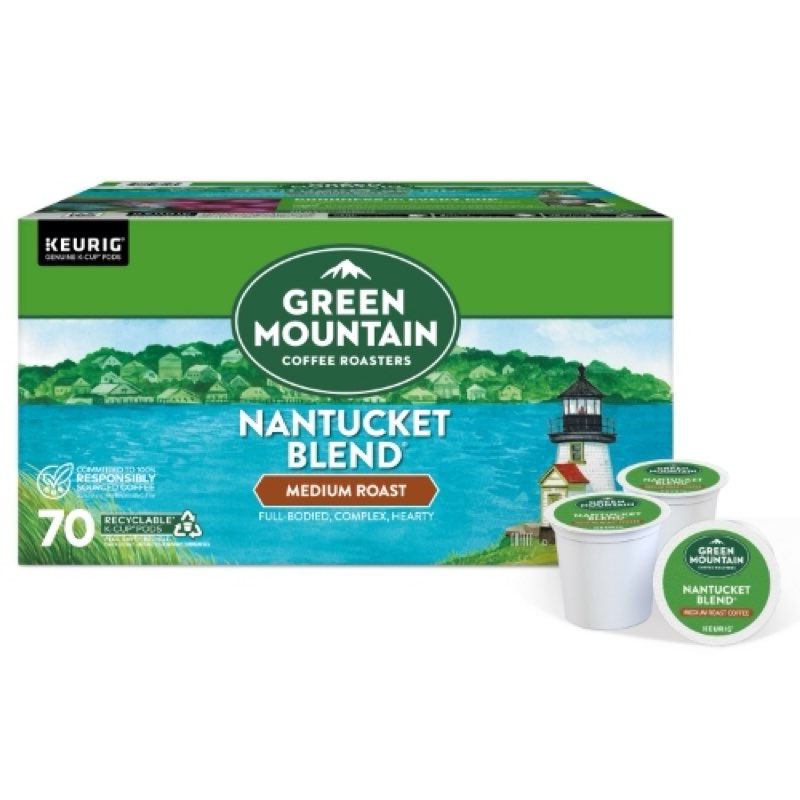 green mountain coffee nantucket blend k-cup pods, medium roast, 70/carto((best by 2025-07-11))