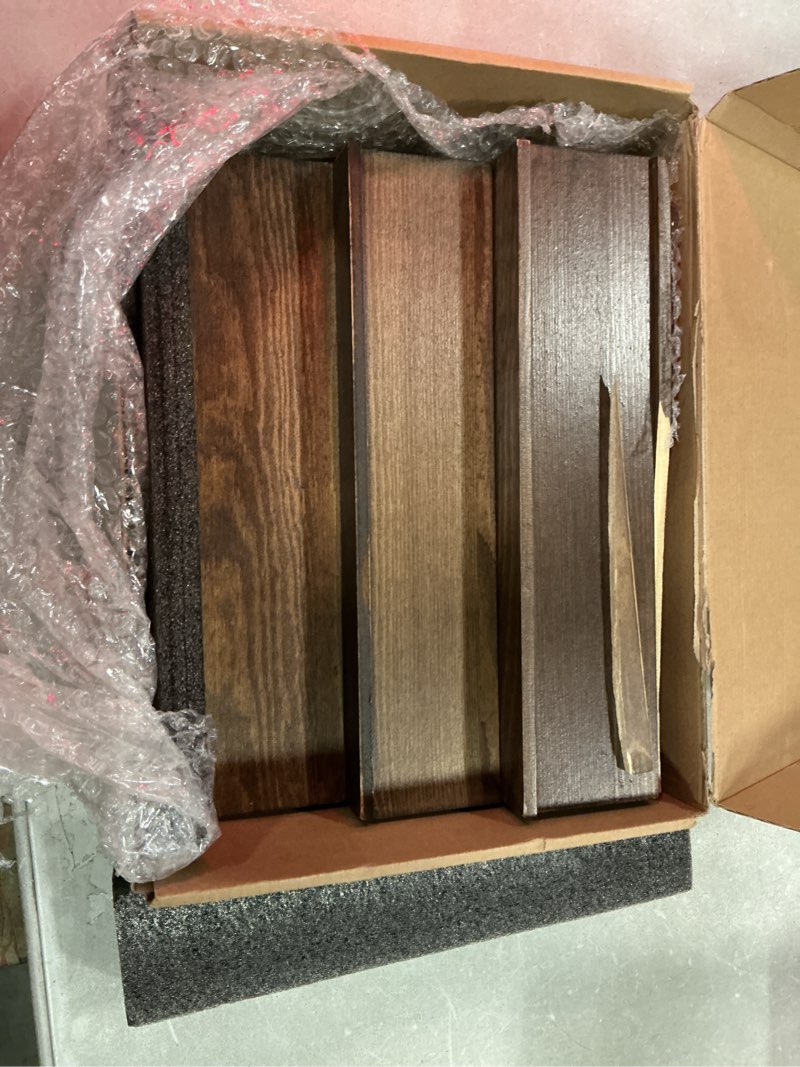 Condition photo showing As Is for boulphia cologne organizer for men, 3-tier cologne stand with drawer and hidden compartment, wooden cologne shelf for perfume display holder, great gifts for men, vintage
