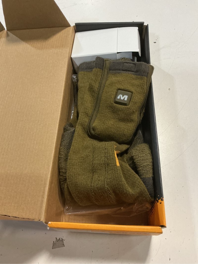 Condition photo showing As Is for muddy men's nucleus heated socks large-x-large brown clay