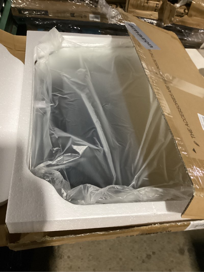 Condition photo showing New/Like New for bathroom mirrors for over sink, frameless mirrors for wall, 24x32 inch beveled bathroom mirror, bathroom vanity mirror for bedroom living room entryway home decor rectangular 32"l x 24"w