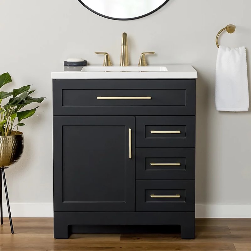 Style Selections Cauley 30-in Black Single Sink Bathroom Vanity 