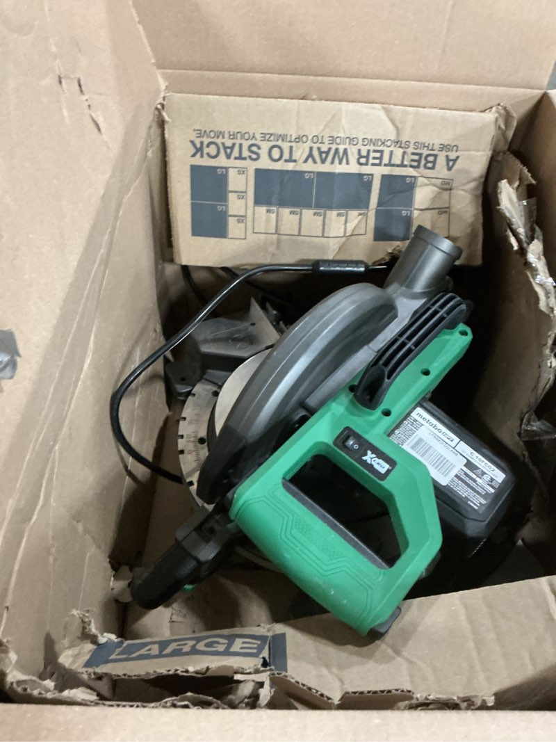 Condition photo showing As Is for Metabo HPT 10-Inch Single Bevel Compound Miter Saw, 15-Amp Power Saw with Xact Cut Shadow Line, Precision Miter Angles, Single Bevel 0-45°, 40T TCT Miter Saw Blade, Lightweight Design, C10FCG2 C10FCG2 - Next Gen Model