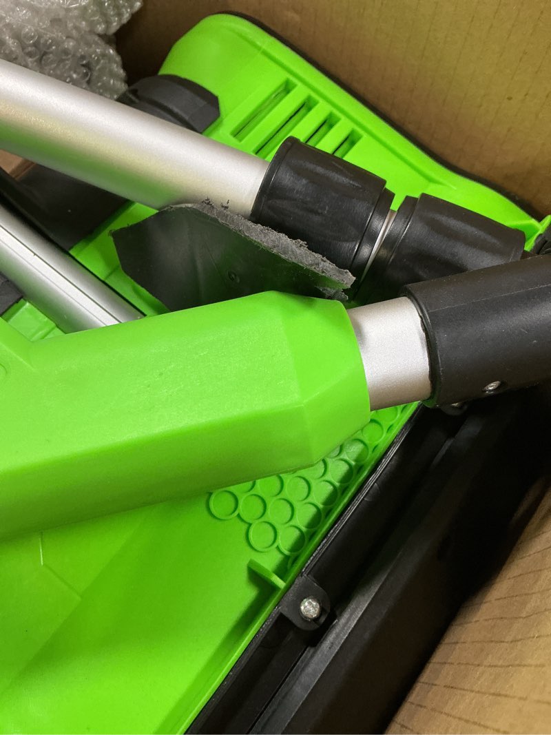 Condition photo showing As Is for DEGGE Electric Cordless Snow Shovel, 2X 3.0Ah/ 21V/ 12-Inch Battery Snow Blower with Directional Plate & Adjustable Front Handle, Snow Removal for Driveway Sidewalk, Steps, Patio (Charger Included)