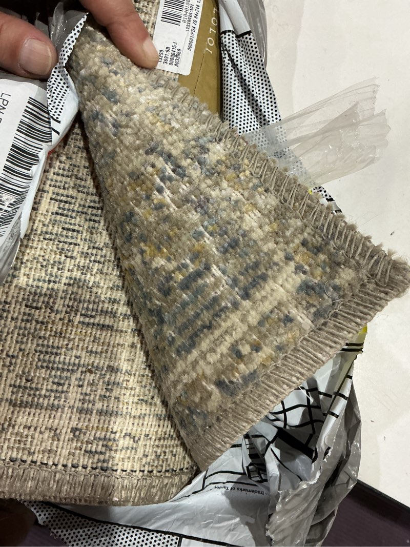 Condition photo showing New/Like New for loloi chris loves julia rosemarie 2'-7" x 8'-0" runner rug in sand/lagoon - classic no-shed area rug, soft living room rug, antique inspired modern rug for living area, bedroom, dining room sand / lagoon 2'7" x 8' (rectangular)