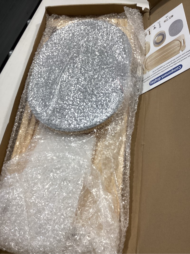 Condition photo showing Good Condition for wooden slide transfer board,25 x10" transfer board with track pulley turntable,made of heavy-duty wood for patient,holds up to 500 pounds,suitable for patient senior and handicap move assist