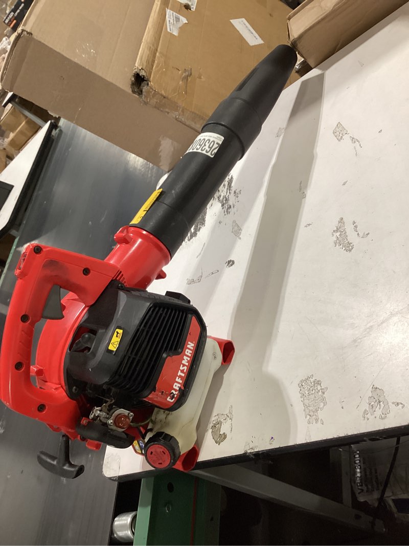 Condition photo showing As Is for craftsman b2000 25-cc 2-cycle 410-cfm 180-mph gas handheld leaf blower