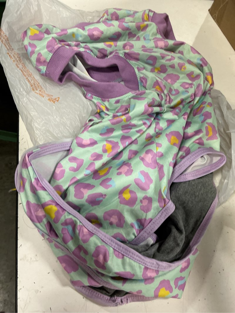 Condition photo showing As Is for kuoser dog recovery suit for dogs after surgery,professional surgical onesie for female male dogs spay neuter,soft dog surgery suit bodysuit for abdominal wounds skin disease,light purple leopard xl x-large (back: 20.1" - 24.8"; weight: 42 - 75lb) light purple leopard