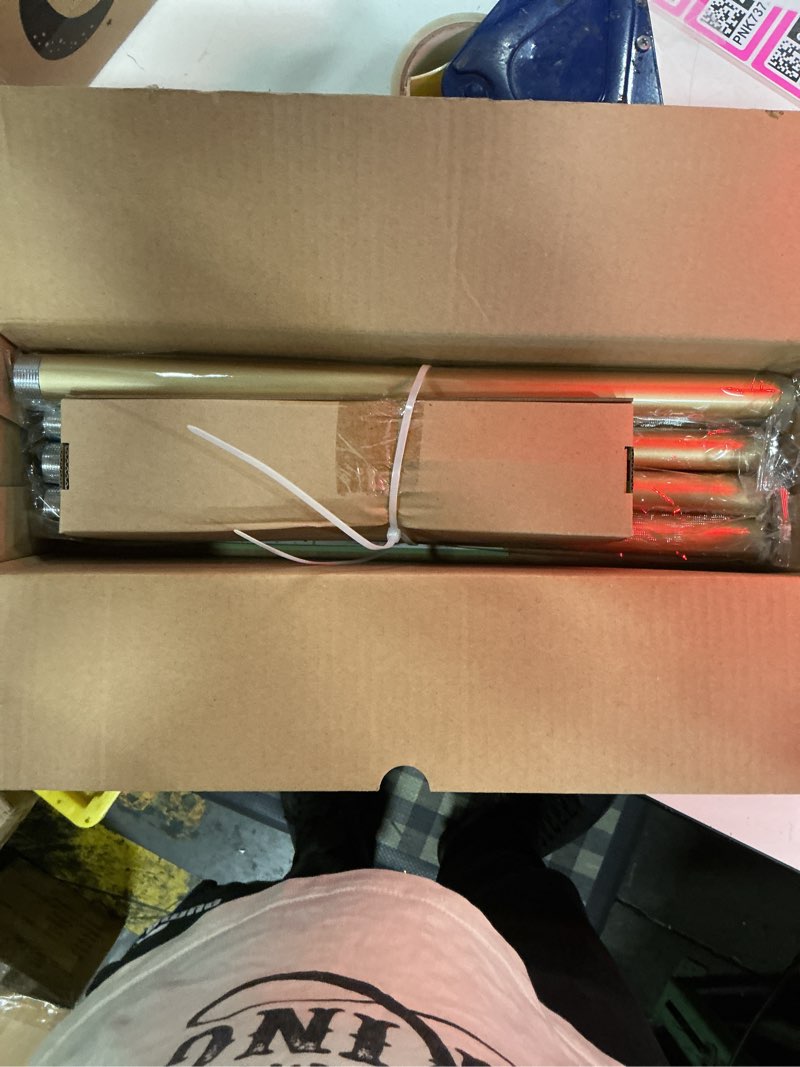 Condition photo showing New/Like New for tangwin gold double curtain rods for windows 66 to 120:adjustable heavy duty double curtain rod for bedroom living room,1 inch brass gold iron moden decorative telescopic dual drapery rod easy install 66-120” gold