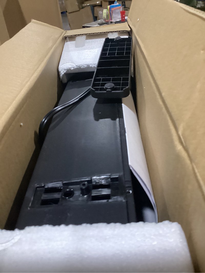 Condition photo showing As Is for Amazon Basics 3 Speed Box Fan, Indoor Electric Fan for Home Cooling, 5 Blades, Lightweight Design, 67 Watts, 20-Inch, Black, 6.8"D x 20.86"W x 21.33"H