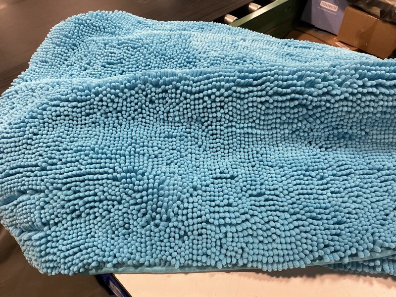 Condition photo showing Good Condition for muddy mat® | super absorbent door mat indoor, microfiber quick dry chenille entryway rug, non-slip front door mat, indoor mats for entryway, machine washable pet rug, sky blue 36"x60" sky blue 36" x 60"