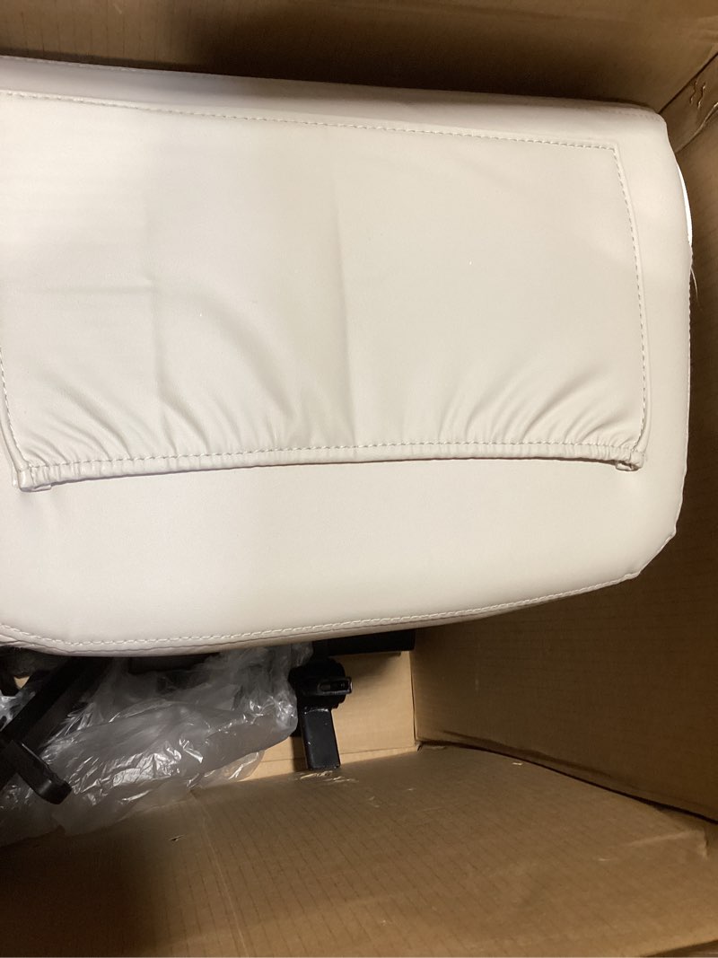 Condition photo showing Good Condition for criss cross chair with flip-up arms & swivel wheels, vanity chair with adjustable height & side pockets, comfortable wide seat reclining computer office desk chairs for home office, make up, bed room beige