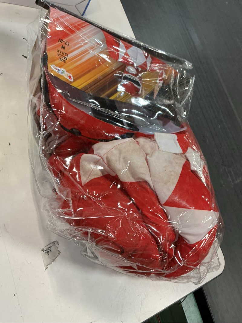 Condition photo showing As Is for red ranger muscle costume, official power rangers costume with mask medium (7-8) costume