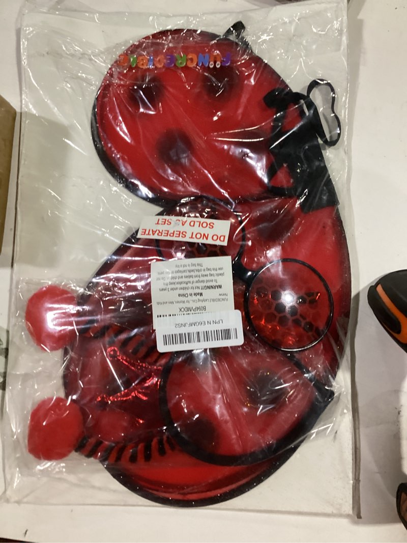 Condition photo showing Good Condition for funcredible ladybug wings, glasses & headband – ladybug costume accessories for adults – perfect for halloween, festivals, concerts, cosplay & themed events yellow