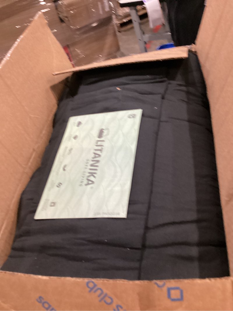 Condition photo showing As Is for Litanika Oversized King Comforter Set Super King 120x120, 3 Pieces Boho Chevron Tufted Bedding Comforter Sets, Fluffy Bed Set Black 04 - Black Super King (120"x120")