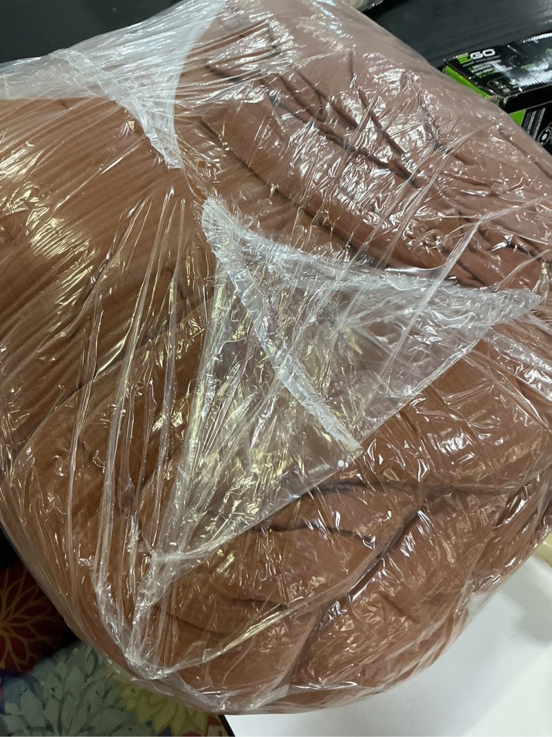 Condition photo showing As Is for organic cotton gauze dream quilt, king/cal king, terracotta