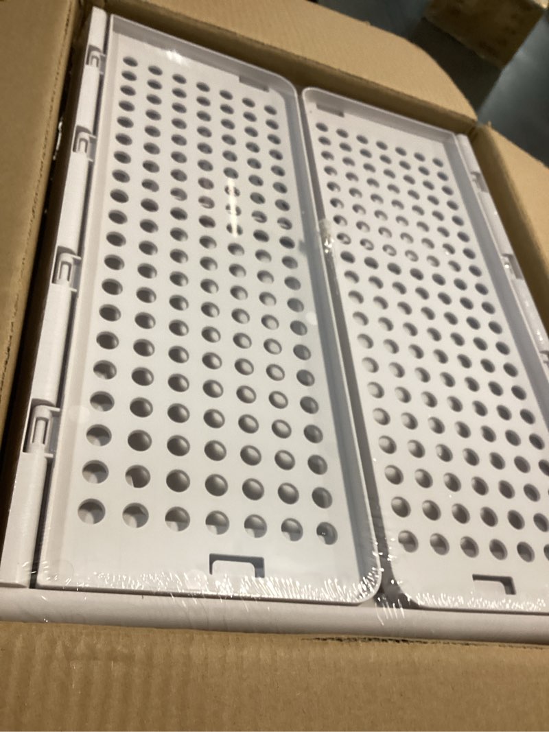 Condition photo showing New/Like New for SNSLXH 8 Pack Stackable Closet Storage Bins, Multifunctional & Foldable Closet Organizers and Storage for Bathroom Kitchen Laundry Room Drawer Shelf Storage, Space-Saving Wardrobe Organizer, White White 8 Pack