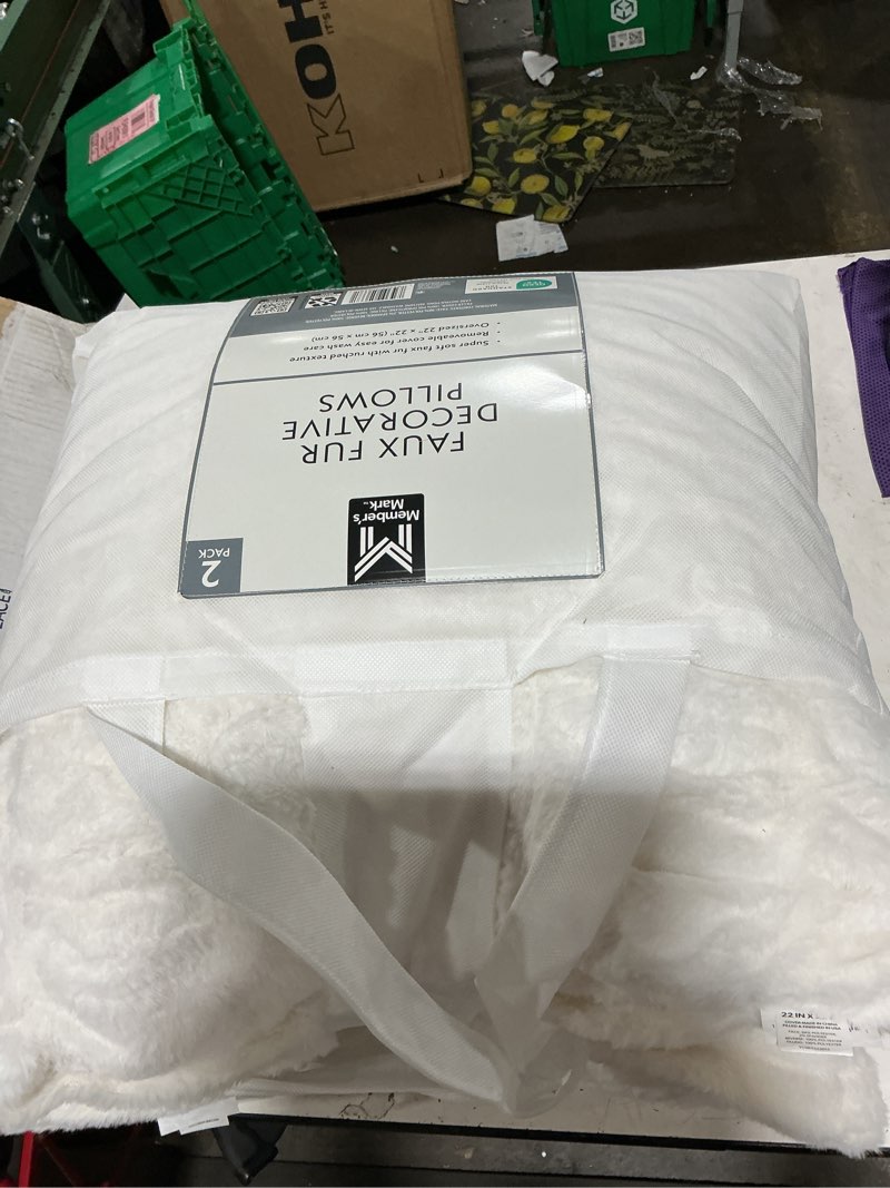 Condition photo showing Good Condition for member's mark 2-pack ruched faux fur decorative pillows, 22" x 22"