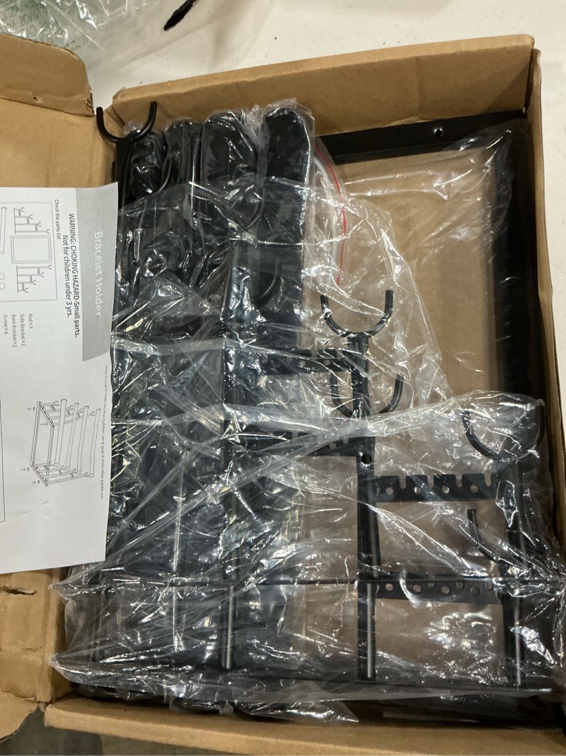 Condition photo showing Good Condition for orless 4 tier bracelet holder, detachable velvet jewelry display stand, t-bar necklace storage organizer display stand, metal bracelet holder display for bangles watch bracelets scrunchies(black)