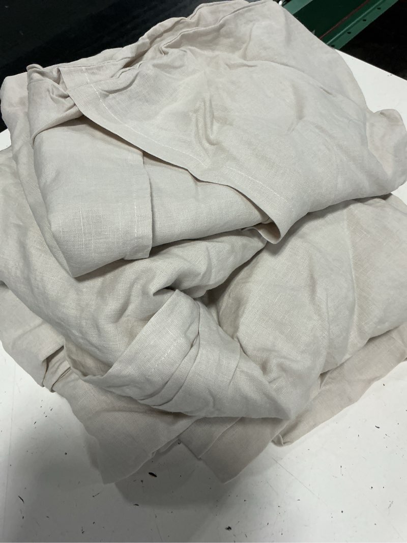 Condition photo showing As Is for european linen duvet cover set, full/queen, sand