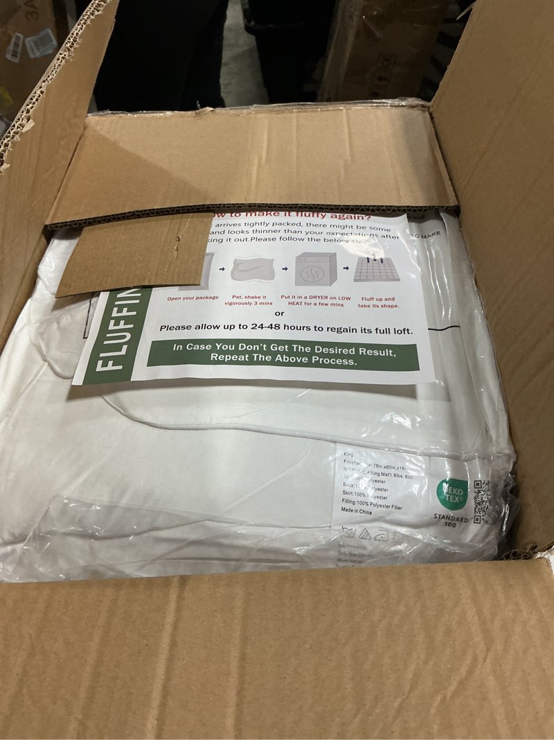 Condition photo showing New/Like New for Mattress Topper King for Back Pain, Extra Thick Mattress Pad Cover, Plush Pillow Top, Deep Elastic Pocket, White King White