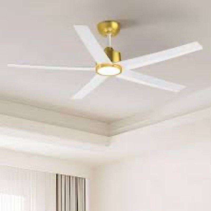 VCQQ 52 Inch White and Gold Ceiling Fans with Lights and Remote, 5 Blade Wood Outdoor Ceiling Fan wi
