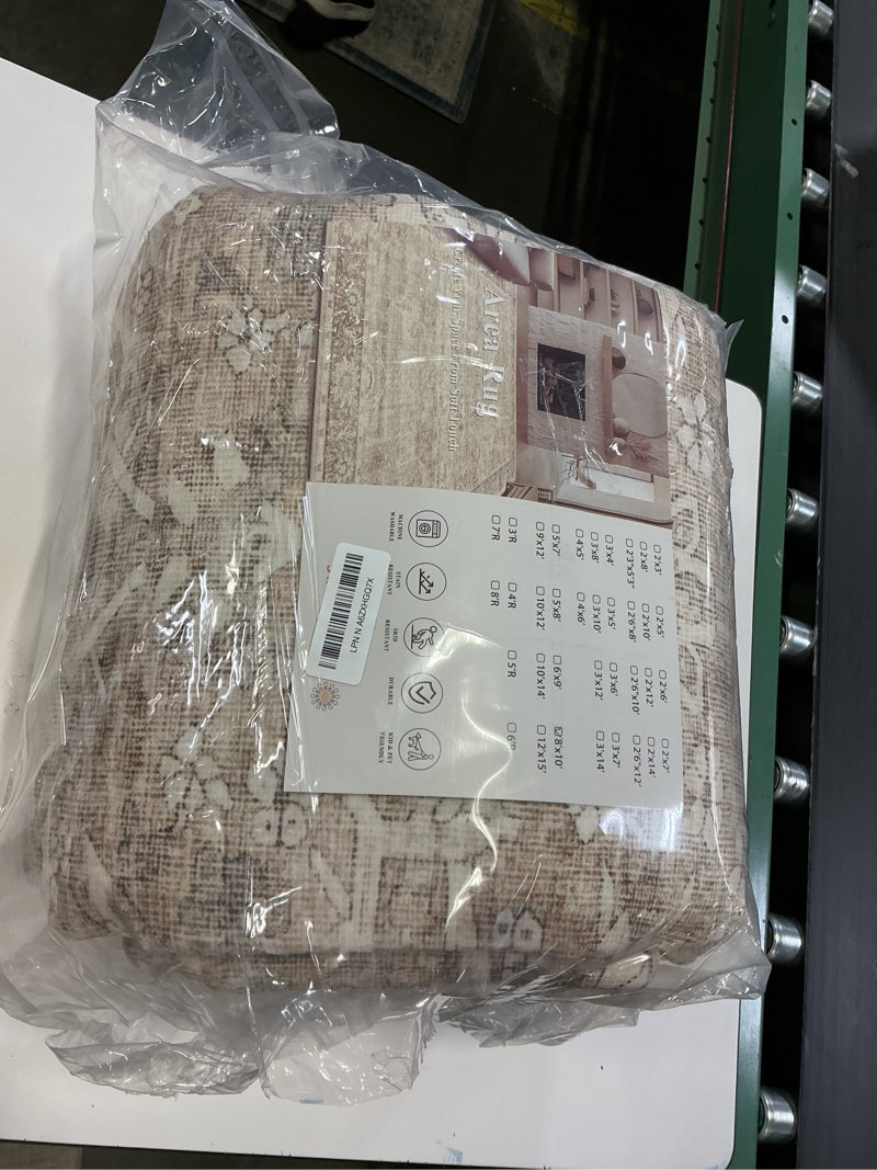 Condition photo showing Good Condition for 8x10 Washable Area Rug Beige Vintage Rug for Living Room Bedroom Low Pile Soft Non-Slip Boho Rug for Under Table Boho Distressed Retro Carpet for Bedroom Kitchen Office Dining 8'*10'(Rectangular) Beige