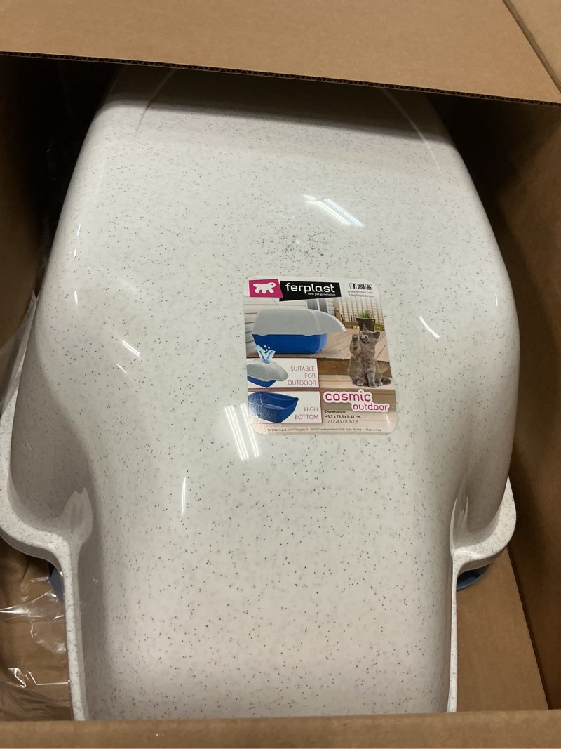 Condition photo showing Good Condition for ferplast cosmic outdoor cat litter box - waterproof dog-proof cat toilet with tunnel entry, high-sided base for litter containment, easy-clean design, durable thermoplastic resin in red one size red