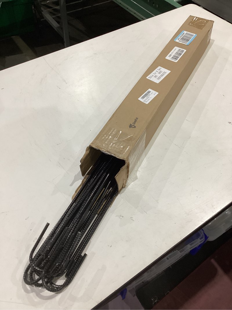 Condition photo showing As Is for gisafai 20 pcs 16 inch j hook rebar stakes, garden ground stakes heavy duty tent stake ground anchors steel plant support stake long straight metal spikes with chisel point end for concrete timber 20 16 inch