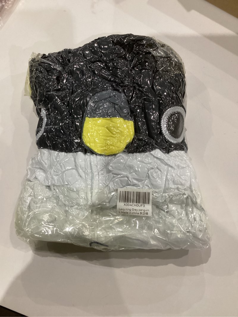 Condition photo showing New/Like New for Animal Adult Onesie Unisex One-Piece Cosplay Costume Pajamas For Men Large Grey Penguin
