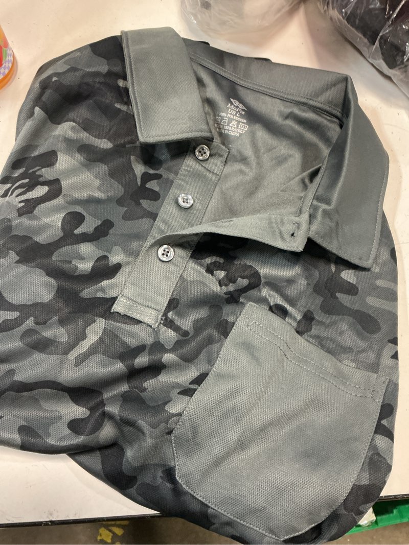 Condition photo showing Good Condition for mofiz men's camo polo golf shirt hiking dry fit short sleeve t-shirts pique collared polo jersey large b-gray camo