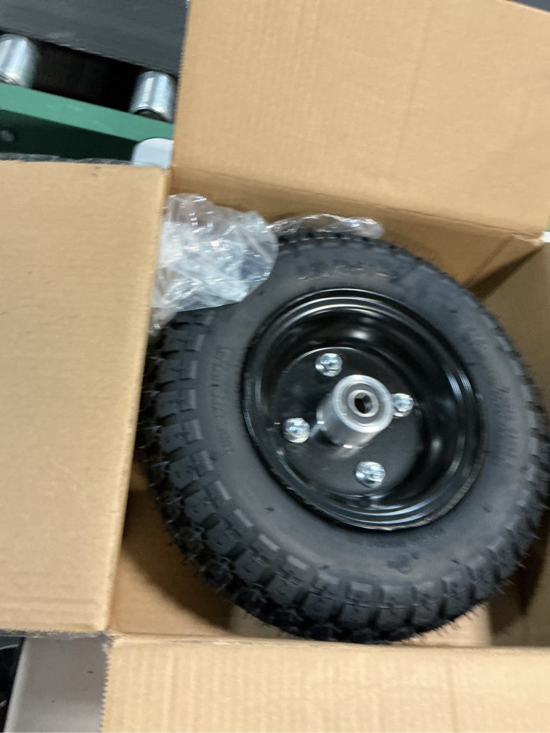Condition photo showing Good Condition for 4.10/3.50-6 tire and aluminum alloy wheel assemblies, 40% rubber content, 13x4.00-6 tire replacement for hand trucks garden cart wheelbarrow, 1.96" offset hub and 0.59" bushing 4.10/3.50-6 pneumatic wheel