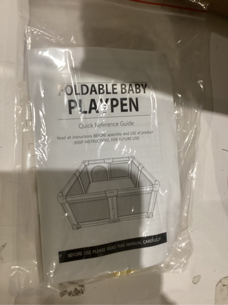 Condition photo showing Good Condition for foldable baby playpen, out-of-the-box ready playpen for babies and toddlers, portable play yard with breathable mesh & astm f406 certified(light grey)