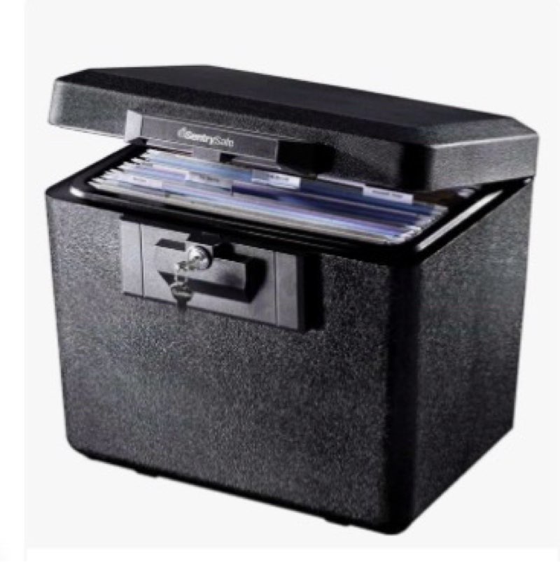 SentrySafe Black Fireproof Document Box with Key Lock, Safe Secures Files and Documents for Home or 
