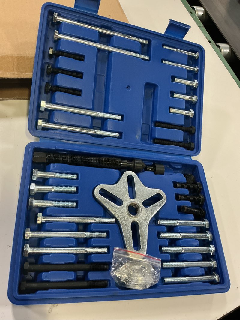 Condition photo showing New/Like New for orion motor tech harmonic balancer puller kit, power steering pulley puller installer tool set, automotive steering wheel puller tool kit, flange type gear and crank puller set blue harmonic balancer puller