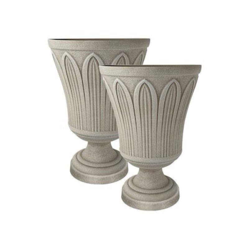 allen + roth urn 14.0-in w x 14.0-in l x 20.25-in h blondestone resin indoor/outdoor planter