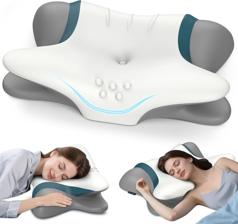 Cervical Neck Pillow for Pain Relief - Ergonomic Side Sleeper for Sleeping, Cooling Memory Foam Pillows for Neck Support, Contour Orthopedic Bed Pillow for Back Stomach Sleepers Brand: beslovo