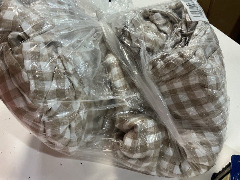 Condition photo showing Good Condition for european linen gingham sheet set, king, cafe