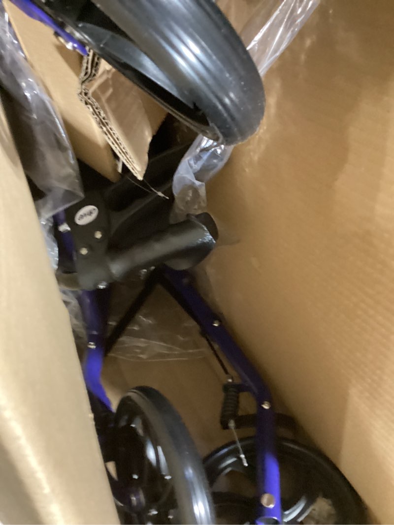 Condition photo showing As Is for Rollator,Steel,4 Wheel,Blue,1/ea